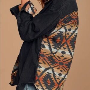 Free people - We The Free - echo rock black multi print Chambray button up top